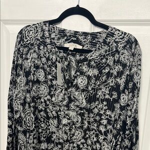 Black and White Floral Blouse